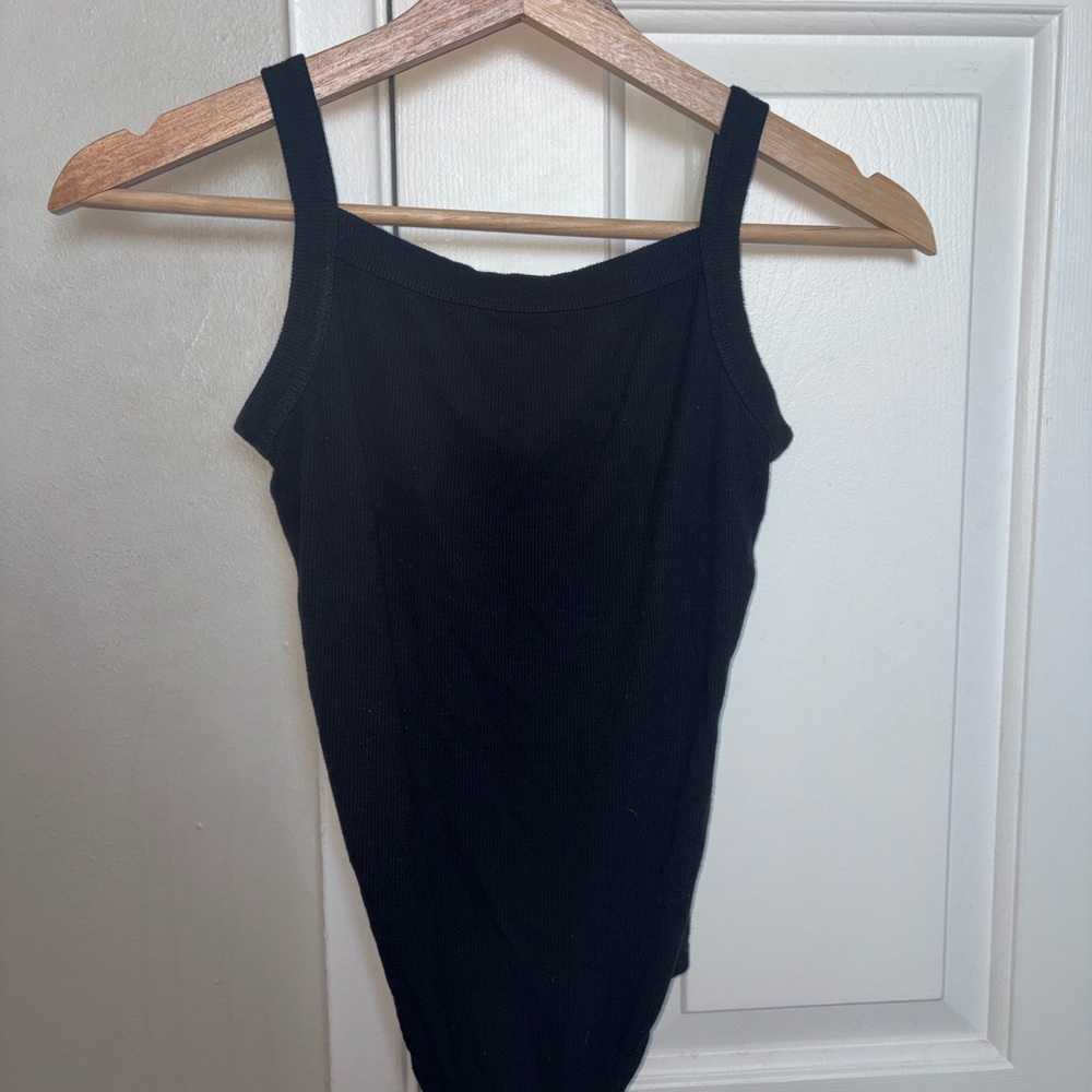 House of Harlow 1960 Black Ribbed Bodysuit